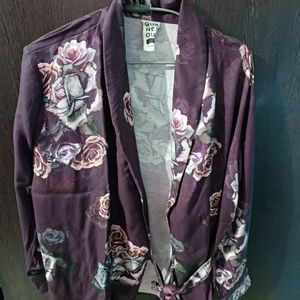 Rose Print Branded Blazer Style Jacket