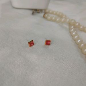 Cute Red Square Stud Earrings