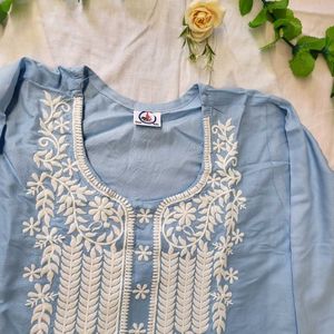 Pastel Blue Lucknowi Kurti