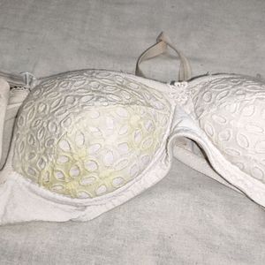 WHITE PADDED BRA WITH STAIN