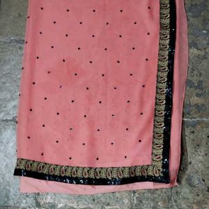 Peach Heavy Partywear Saree