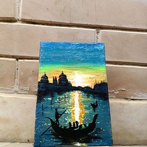 Aesthetic Mini Seascape Painting With Stand