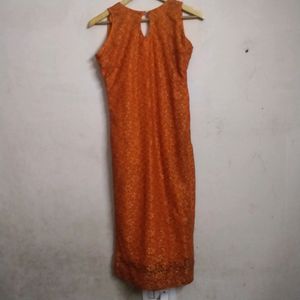 Orange Net Kurta