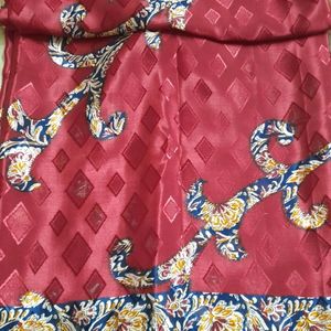 Reddish Maroon Kalamkari Design Silkish Saree