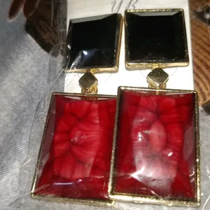 Red Black Earrings