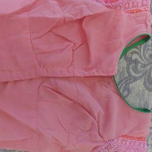 Pink Marbadi Sari With Blouse