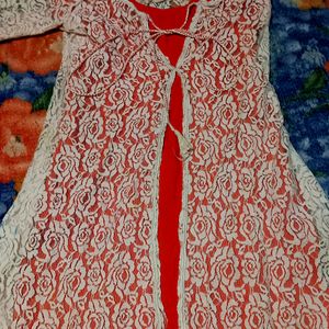 Rose Pattern Design With Red Inner Gowns