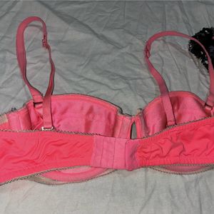 Neon Pink Lace Bra