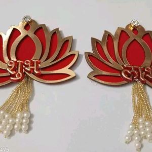 Lotus with SUBH LABH Pair HANGINGS for Home Decor,