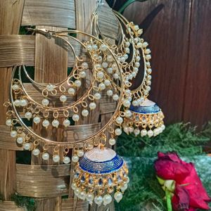 Long Chand Bali Jhumka Earrings