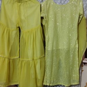 Girls (Kids)Sharara Suit (Yellow Colour)