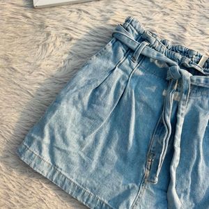 Paperbag Denim Shorts