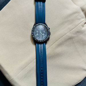 Men’s Emporio Armani Black Dial Blue Belt Watch