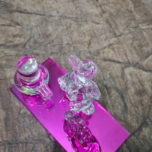 #New# Glass Idol Of  Lord Ganesh,Shivling With Nan