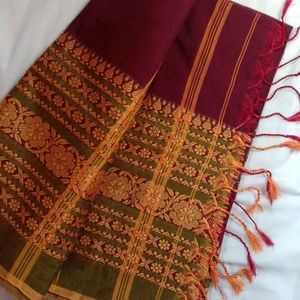 Handwoven Khadi Cotton Begampuri Saree