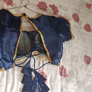 New Navy Blue Satin Blouse