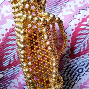 Golden Pearls/Beads Handmade Purse