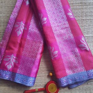 Pink and Greay Tussar Silk