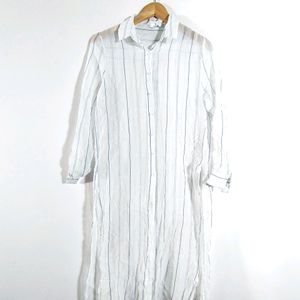 White With Blue Striped Maxi Tops (Women's)