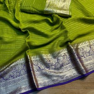 Pure Viscose Georgette Weaving Jacquard Saree🫶