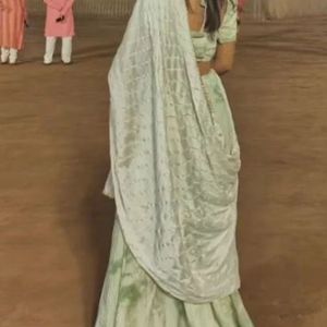 Tie Dye White And Green Colour LEHENGA