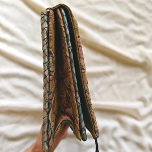 Rattan and Kalamkari Clutch