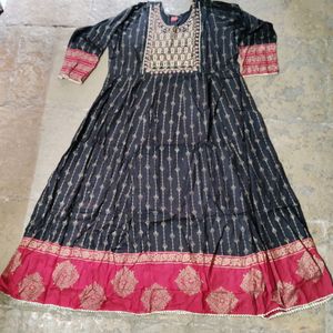 Golden Printed Anarkali Kurti