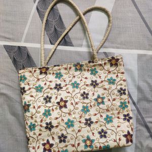 Off White Ethnic Embroidered Bag