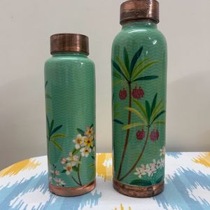 Two Copper bottles With Printed Design 1L & 500ml