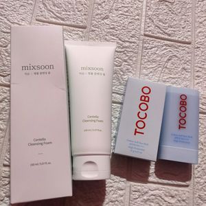 Mixsoon Facewash + Tocobo Sunscreeen Stick