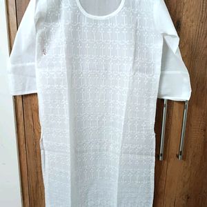 White Chikankari Stitched Kurta