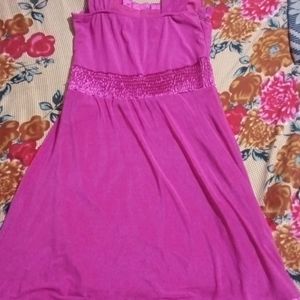 Pink 1 Piece Knee Length Dress