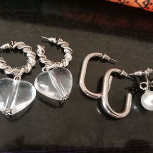 Combo Of Contemporary Silver Earrings