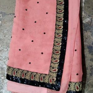 Peach Heavy Partywear Saree