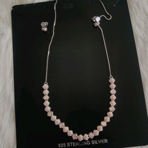 92.5 Sterling Silver Neckpiece WTH Earings