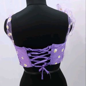 Lilac Daisy Painted Corset