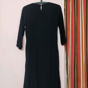 Melange Black Kurti With Printed Vertical Piece