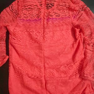 A Coral Netted Cotton Top