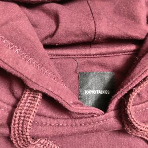 Burgundy Crop Hoodie