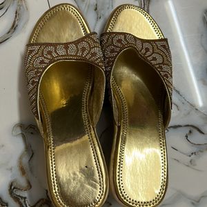 Golden Diamond Slip On Wedges