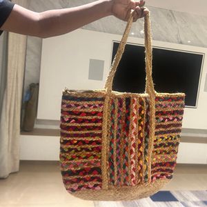 Brand new Cute Jute Bag With Colourful Hand Work