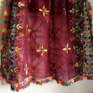 Maroon Net Dupatta