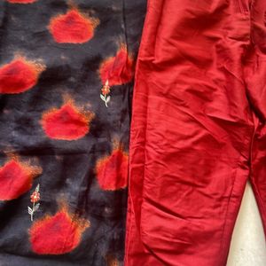 Black and red heavy kurti with go colours pants