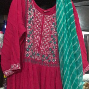 Pink And  Lux Green Kurti Set