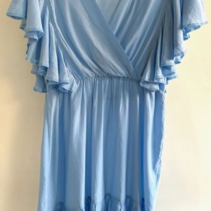 Frills Blue Dress Plus Size