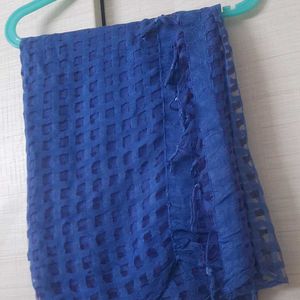 2 square net pattern shawl-blue,white