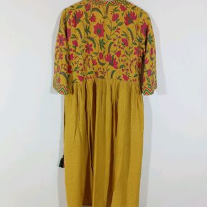 Mustard Yellow Printed Kurta (Women)