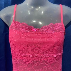 Pink Sheer Lace Camisole