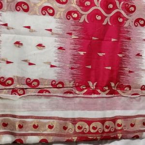 New Rangabati Saree Red And White Colour