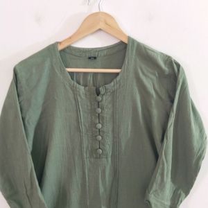 Olive Green Plain Kurta (Women's)